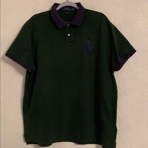 Polo by Ralph Lauren Men's Dark Green Big Logo Violet Pony Polo Shirt Size XXL